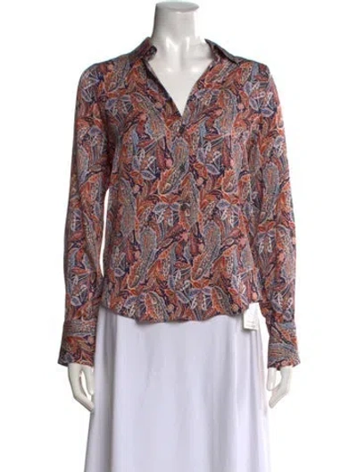 Pre-owned Veronica Beard Silk Paisley Print Blouse In Neutral