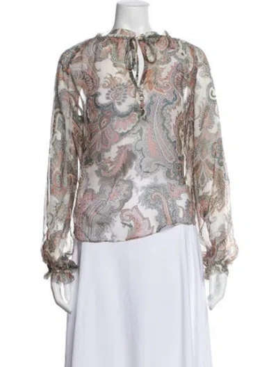 Pre-owned Veronica Beard Silk Paisley Print Blouse In Neutral