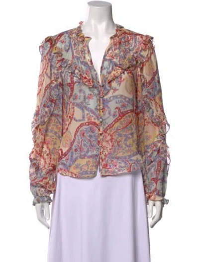 Pre-owned Veronica Beard Silk Paisley Print Blouse In Neutral