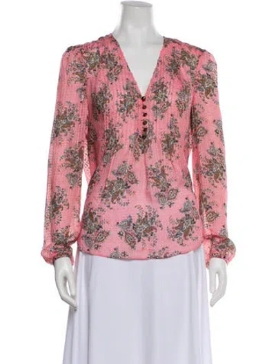 Pre-owned Veronica Beard Silk Paisley Print Blouse In Pink