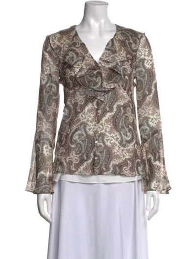Pre-owned Veronica Beard Silk Paisley Print Blouse In Pink