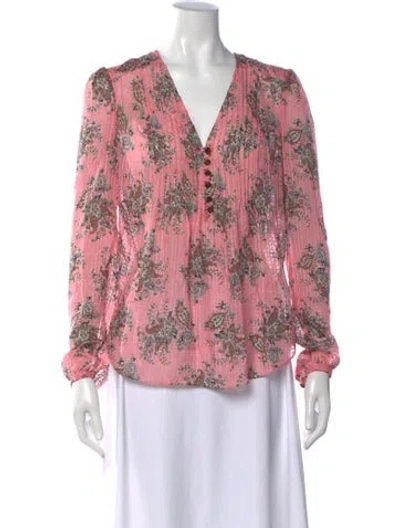 Pre-owned Veronica Beard Silk Paisley Print Blouse In Pink