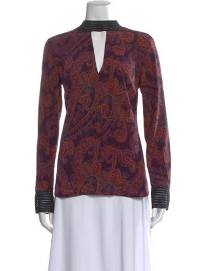 Pre-owned Veronica Beard Silk Paisley Print Blouse In Purple