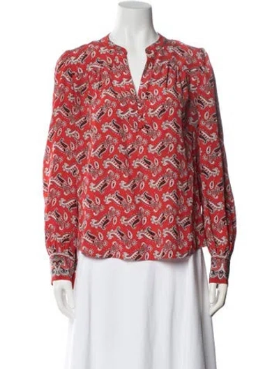 Pre-owned Veronica Beard Silk Paisley Print Blouse In Red