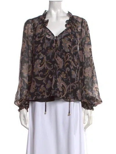 Pre-owned Veronica Beard Silk Paisley Print Blouse W/ Tags In Black