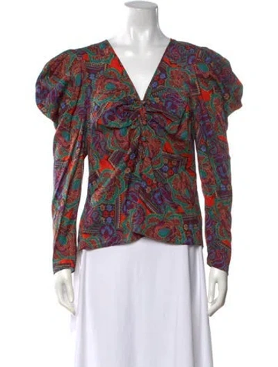 Pre-owned Veronica Beard Silk Paisley Print Blouse W/ Tags In Blue