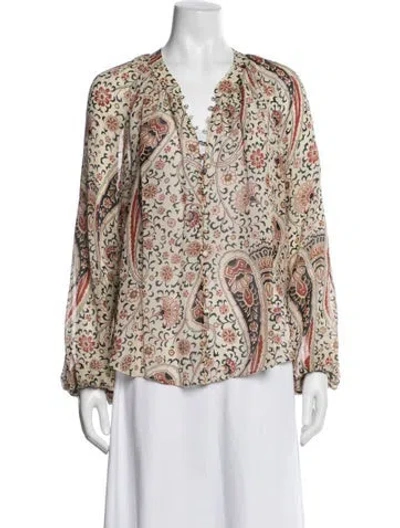 Pre-owned Veronica Beard Silk Paisley Print Blouse W/ Tags In Multi