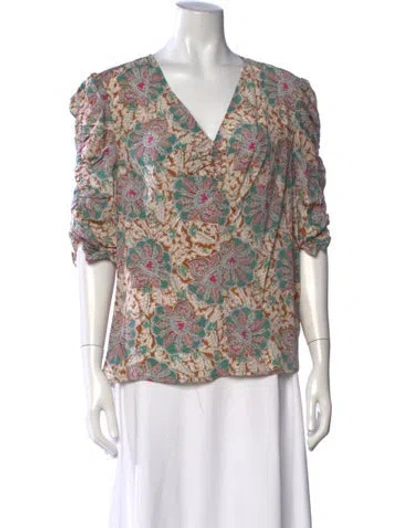 Pre-owned Veronica Beard Silk Paisley Print Blouse W/ Tags In Multicolor