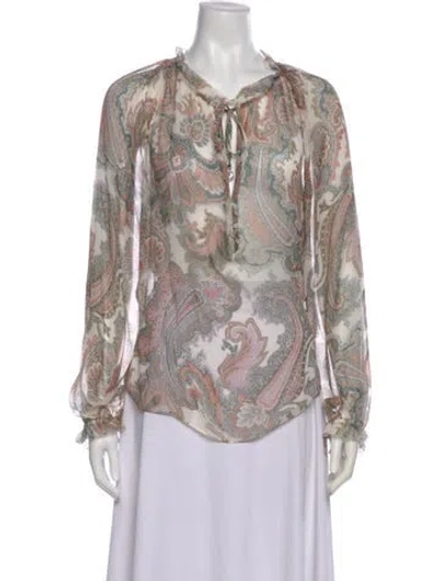 Pre-owned Veronica Beard Silk Paisley Print Blouse W/ Tags In Neutral