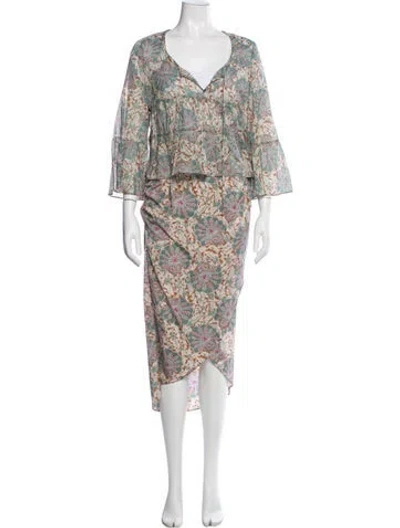 Pre-owned Veronica Beard Silk Paisley Print Skirt Set In Neutral
