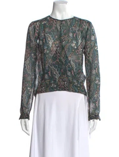 Pre-owned Veronica Beard Silk Paisley Print Sweatshirt In Green