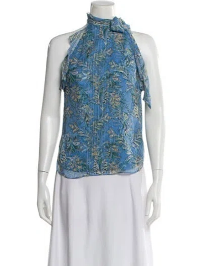 Pre-owned Veronica Beard Silk Paisley Print Top In Blue