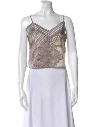 Pre-owned Veronica Beard Silk Paisley Print Top In Blue