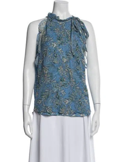 Pre-owned Veronica Beard Silk Paisley Print Top In Blue