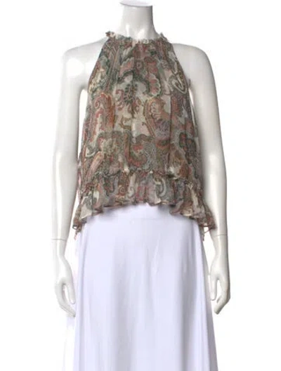 Pre-owned Veronica Beard Silk Paisley Print Top In Neutral