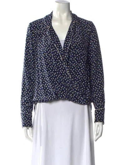 Pre-owned Veronica Beard Silk Patterned Blouse In Blue