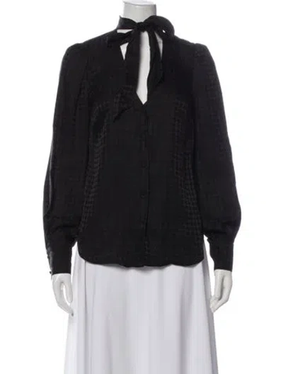 Pre-owned Veronica Beard Silk Patterned Blouse In Gray