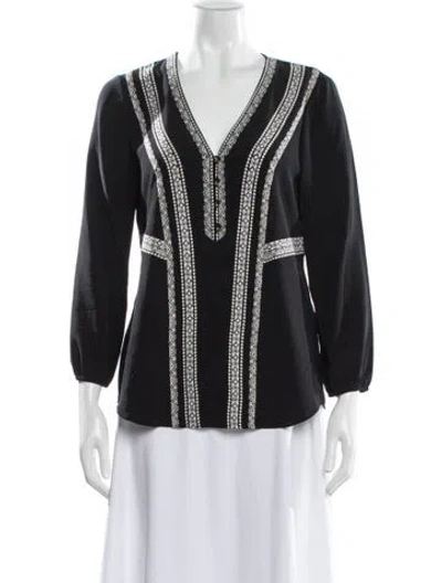 Pre-owned Veronica Beard Silk Patterned Blouse In Gray