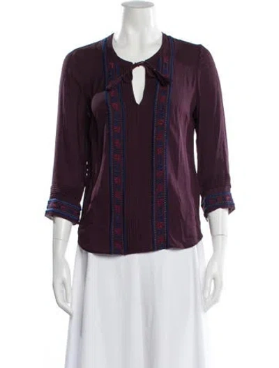Pre-owned Veronica Beard Silk Patterned Blouse In Purple
