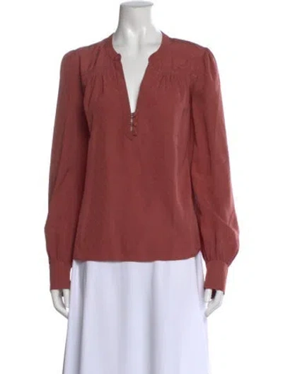Pre-owned Veronica Beard Silk Patterned Blouse In Red