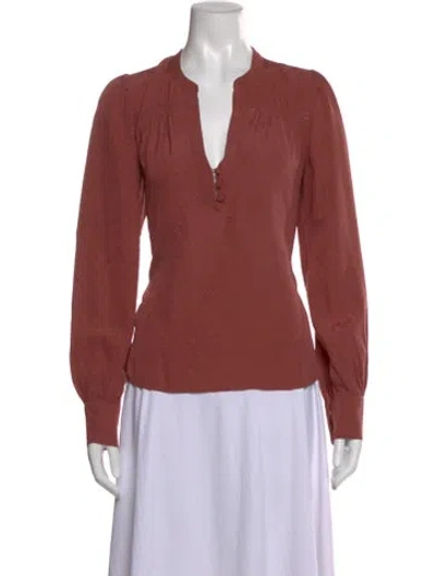 Pre-owned Veronica Beard Silk Patterned Blouse In Red