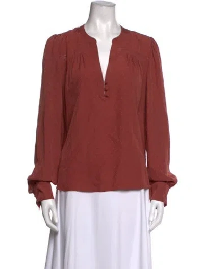 Pre-owned Veronica Beard Silk Patterned Blouse In Red