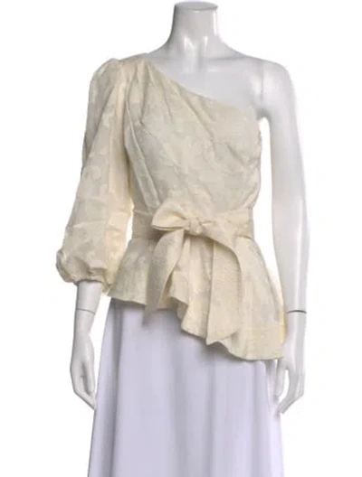 Pre-owned Veronica Beard Silk Patterned Blouse In White