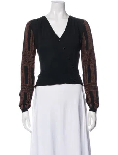 Pre-owned Veronica Beard Silk Patterned Top In Black