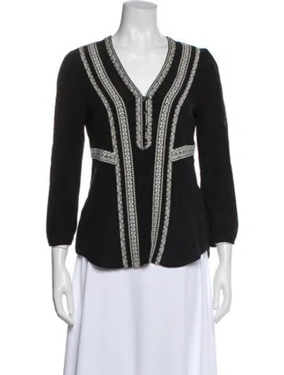 Pre-owned Veronica Beard Silk Patterned Top In Black