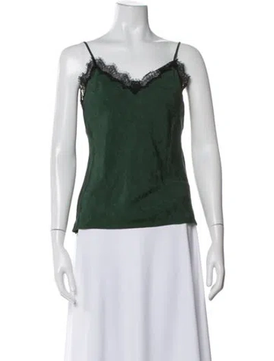 Pre-owned Veronica Beard Silk Patterned Top In Green