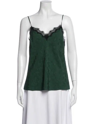 Pre-owned Veronica Beard Silk Patterned Top In Green
