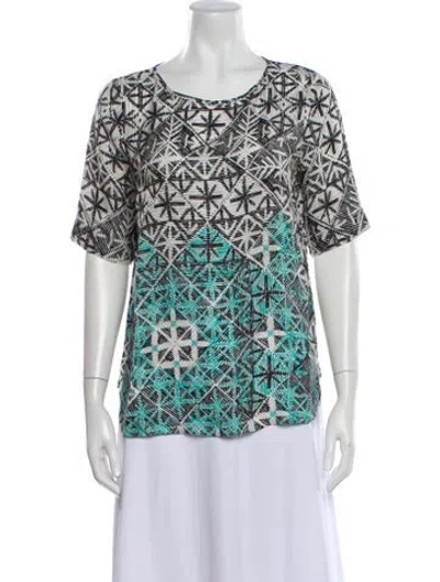 Pre-owned Veronica Beard Silk Patterned Top In White