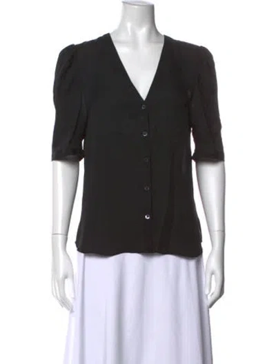 Pre-owned Veronica Beard Silk Plaid Print Button-up Top In Black
