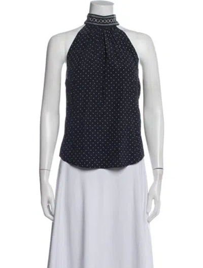 Pre-owned Veronica Beard Silk Polka Dot Print Top In Black