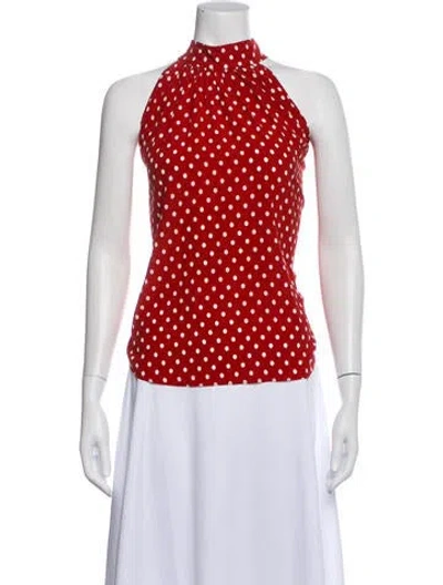 Pre-owned Veronica Beard Silk Polka Dot Print Top In Multi