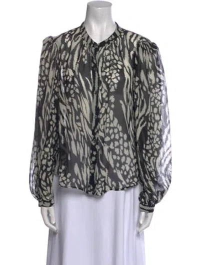 Pre-owned Veronica Beard Silk Printed Blouse In Black