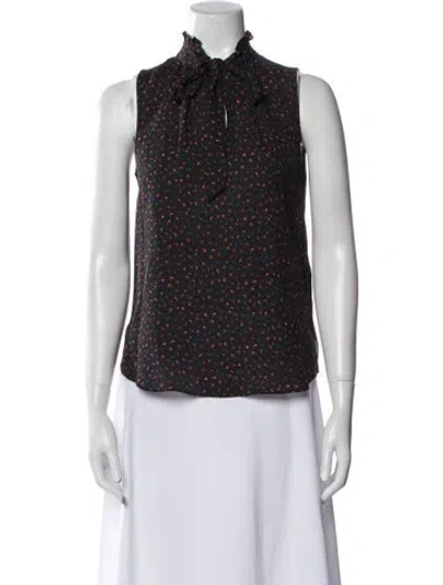 Pre-owned Veronica Beard Silk Printed Blouse In Black