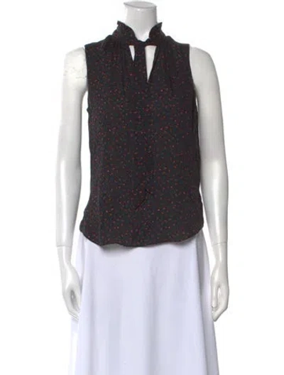 Pre-owned Veronica Beard Silk Printed Blouse In Black