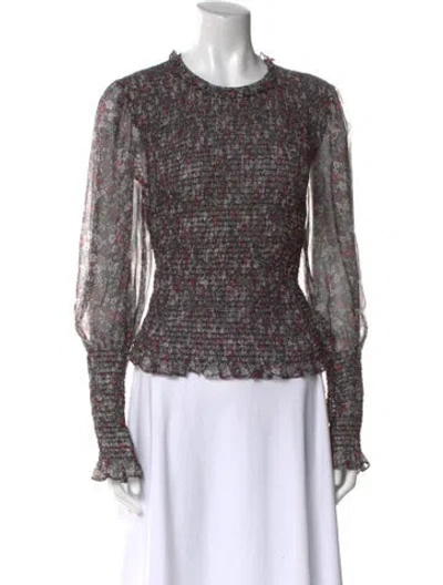 Pre-owned Veronica Beard Silk Printed Blouse In Black