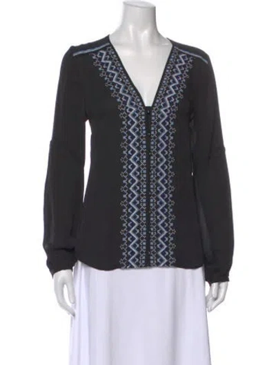 Pre-owned Veronica Beard Silk Printed Blouse In Black