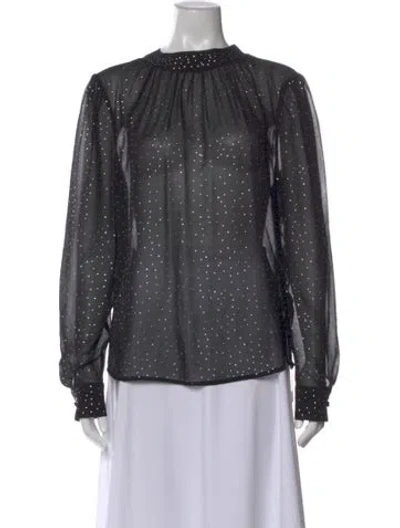Pre-owned Veronica Beard Silk Printed Blouse In Black
