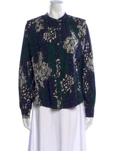 Pre-owned Veronica Beard Silk Printed Blouse In Black