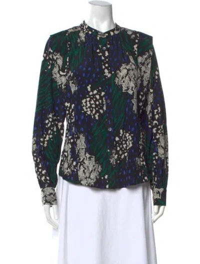 Pre-owned Veronica Beard Silk Printed Blouse In Black