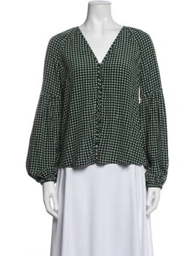 Pre-owned Veronica Beard Silk Printed Blouse In Black