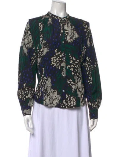 Pre-owned Veronica Beard Silk Printed Blouse In Black