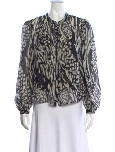 Pre-owned Veronica Beard Silk Printed Blouse In Black
