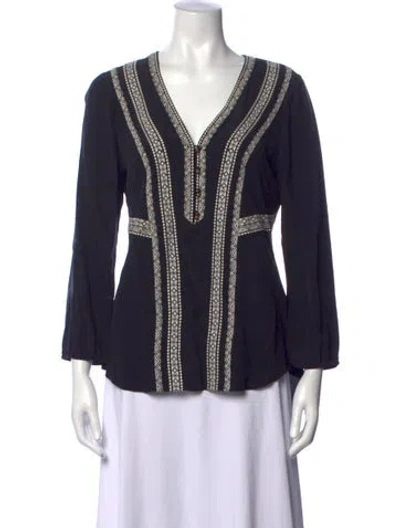 Pre-owned Veronica Beard Silk Printed Blouse In Black