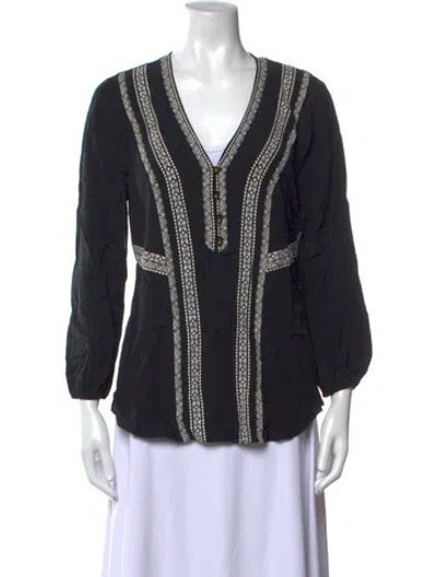 Pre-owned Veronica Beard Silk Printed Blouse In Black/neutrals