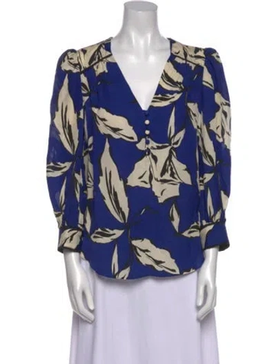 Pre-owned Veronica Beard Silk Printed Blouse In Blue
