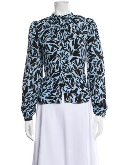Pre-owned Veronica Beard Silk Printed Blouse In Blue